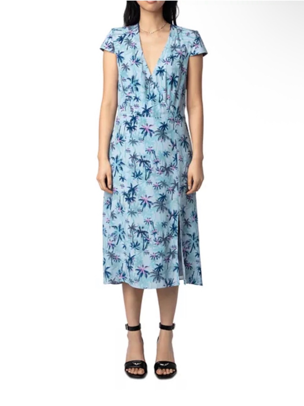 Zadig & Voltaire Rapaz Sunset Palm Mist Print Silk Dress